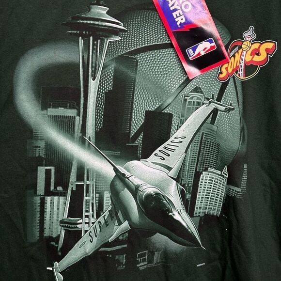 VTG NWT Seattle SuperSonics Graphic Shirt Size XXL Made in USA Single Stitch - Picture 2 of 6